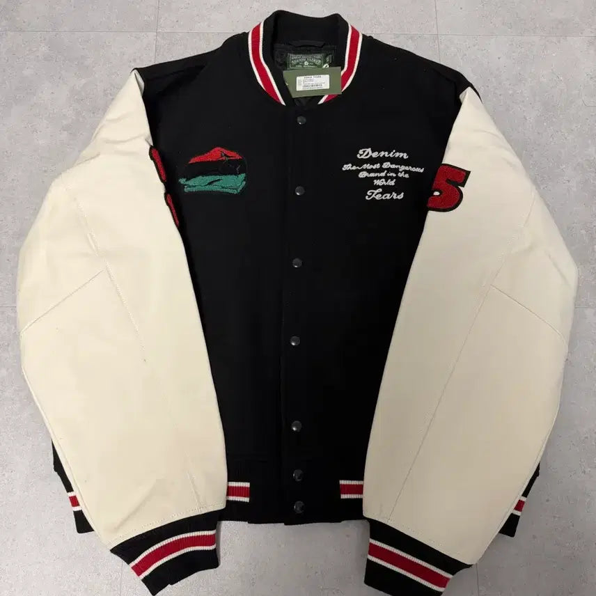 [BUNJANG] Denim Tears Logo Varsity Jacket Black XL / [XL] 데님티어스 로고 바시티 자켓 블랙