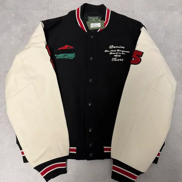 [BUNJANG] Denim Tears Logo Varsity Jacket Black XL / [XL] 데님티어스 로고 바시티 자켓 블랙