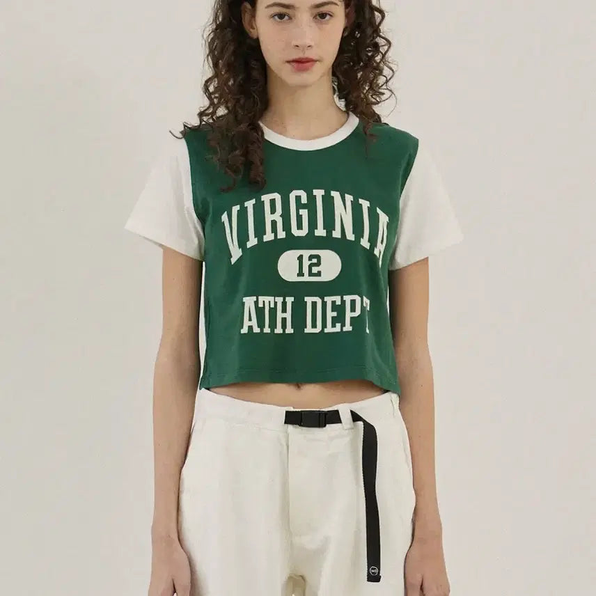[BUNJANG] Musinsa Color-Blocked Crop T-Shirt Green / 무신사 크롭배색티 그린
