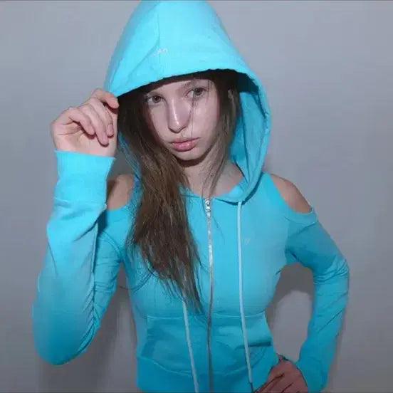 [BUNJANG] 29cm Two-Way Hooded Zip-Up Aqua Blue / 29cm 투웨이후드집업