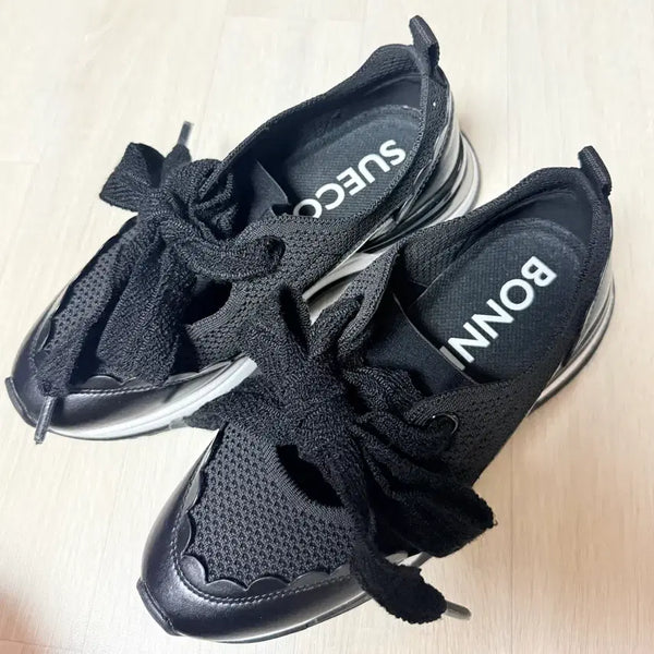 [BUNJANG] SUECOMMA BONNIE Wave Mary Jane Ribbon Sneakers Black 230 / 슈콤마보니 웨이브 메리제인 리본 스니커즈 230