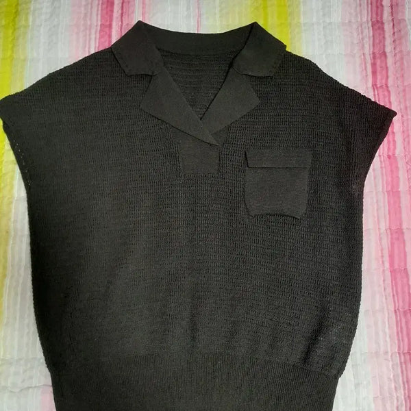 [BUNJANG] Linen Blend Knit Short Sleeve Polo Dark Brown 85 / 여름 니트 반팔 니트 카라티 린넨(아마)블렌딩 다크브라운 85