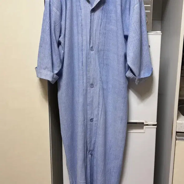 [BUNJANG] Blue Stripe Long Shirt Dress / 스트라이프 롱 셔츠 원피스