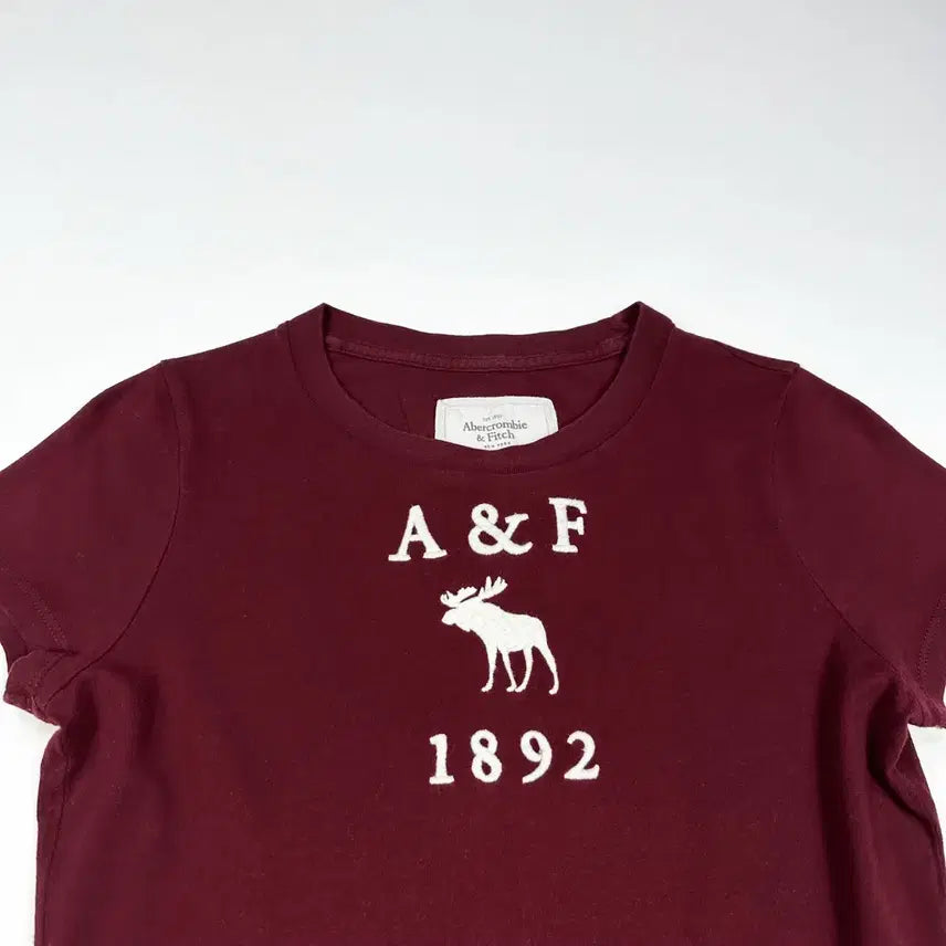 [BUNJANG] Abercrombie & Fitch New York Peach Burgundy Short Sleeve T-Shirt (Women's M) / 아베크롬비 뉴욕 피치 버건디 반팔티셔츠 (M 여성추천)