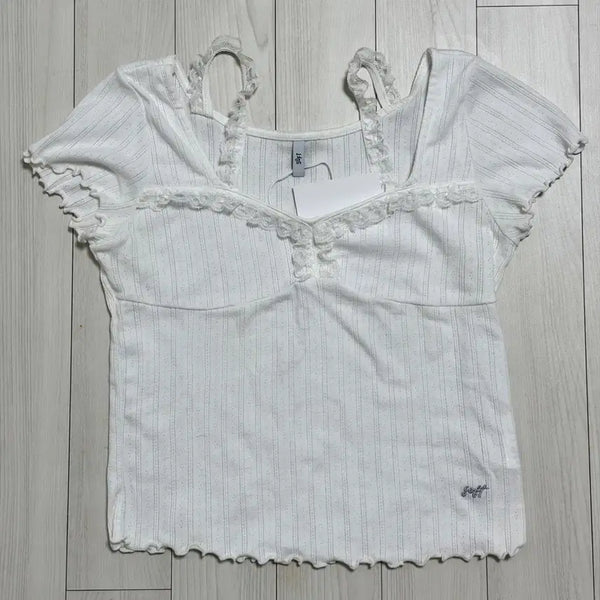[BUNJANG] Soft Seoul Lace Shoulder Lovely Top - White / 소프트서울 LACE SHOULDER LOVELY TOP_WHITE