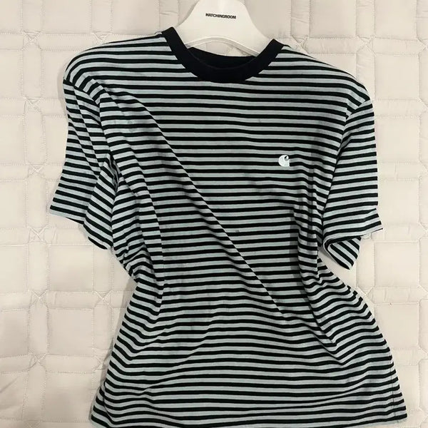 [BUNJANG] Carhartt Striped Short Sleeve T-Shirt / 칼하트 스트라이프 반팔티