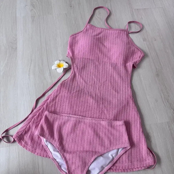 [BUNJANG] Pink Knit Swimsuit Dress XL / 새제품) 핑크 니트 원피스 수영복 XL