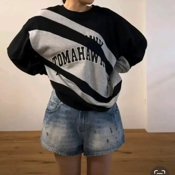 [BUNJANG] All Rights Diagonal Color Block Sweatshirt / 올라이츠 사선 맨투맨