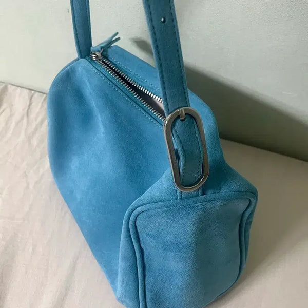 [BUNJANG] Beirut Suede Shoulder Bag - Blue Jeans / 베이루트 스웨이드 백 블루진