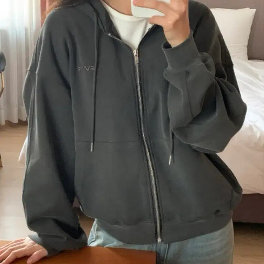[BUNJANG] FEELINGS Pigment Hooded Zip-Up Jacket (Charcoal) / 새상품)필링스 [evermore] 피그먼트 후드 집업 /자체제작/단종