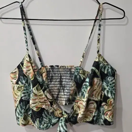 [BUNJANG] Honolulu Pattern Wrap Crop Top and Pants Set / 호놀룰루 패턴 랩 크롭탑.바지 셋트