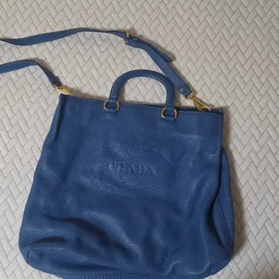 [BUNJANG] Prada Leather Tote Bag - Blue / 프라다 가죽 토트백 블루