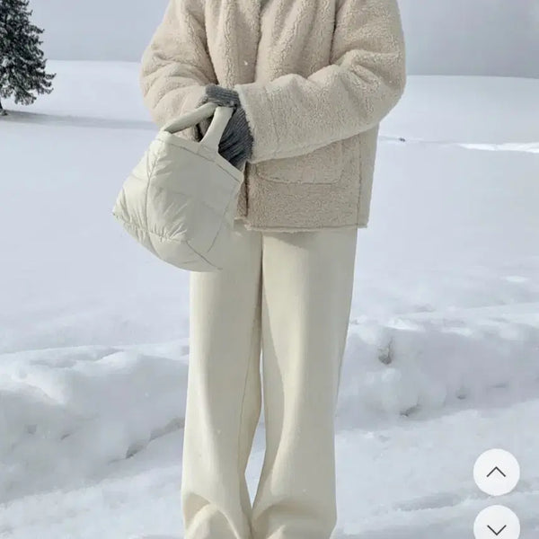 [BUNJANG] 98°C Self-Produced Olaf Fleece Lined Banding Wide Pants / 새상품) 98도씨 [자체제작] 올라프 융기모 밴딩 와이드팬츠