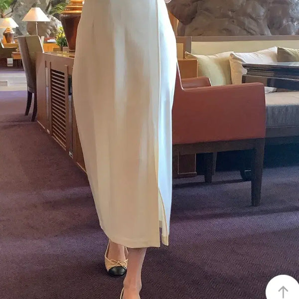 [BUNJANG] Fine Thank You Lovel Slit Back-Banding Long Skirt - Ivory / 단종 새상품)파인땡큐 러블 트임 뒷밴딩 롱스커트 - 아이보리