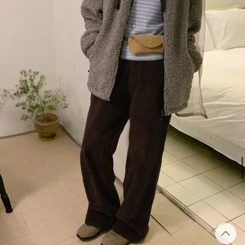 [BUNJANG] 98doC Niah Ridge Bonding Brushed Corduroy Ribbed Wide Pants / 새상품)98도씨 니아 릿지 본딩기모 코듀로이 골지 와이드팬츠/자체제작
