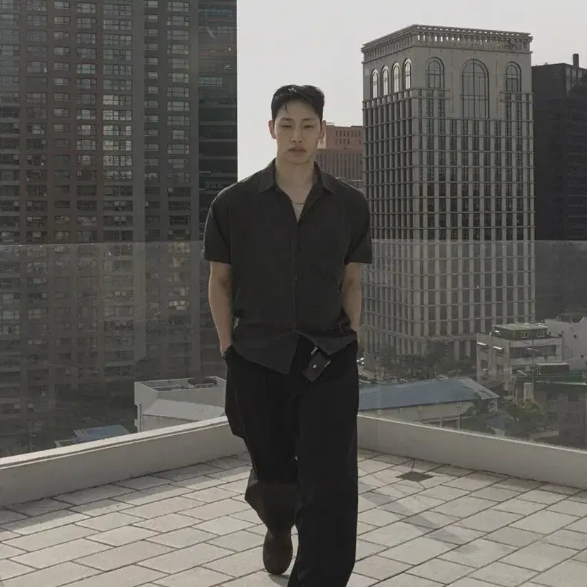 [BUNJANG] Siiido Garment Check Half Shirt (Short Sleeve) / 시도(siiido) 가먼트 체크 하프 셔츠(반팔셔츠) 2사이즈
