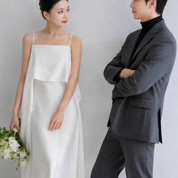 [BUNJANG] Atelier Custom Backless Satin Long Dress / (해외아뜰리에 제품-새상품)2부드레스 셀프웨딩 백리스 새틴 롱원피스