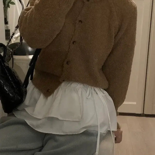 [BUNJANG] Layered Shirring Wrap Skirt with Ribbon Tie / 새상품) 레이어드 셔링 랩 스커트/리본 끈/코튼 프릴/발레코어/커버업