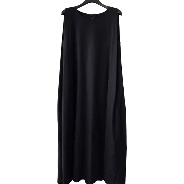 [BUNJANG] Black Cotton Linen Sleeveless Dress / F/ 블랙 면마 민소매 원피스