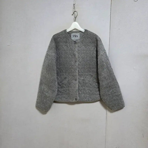 [BUNJANG] Zara Heart Pattern Quilted Jumper M / 자라 하트무늬 누빔 점퍼 M   n7326