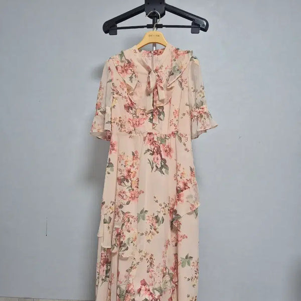 [BUNJANG] Chiffon Floral Print Ruffle Dress / si 쉬폰 꽃무늬 프릴 원피스