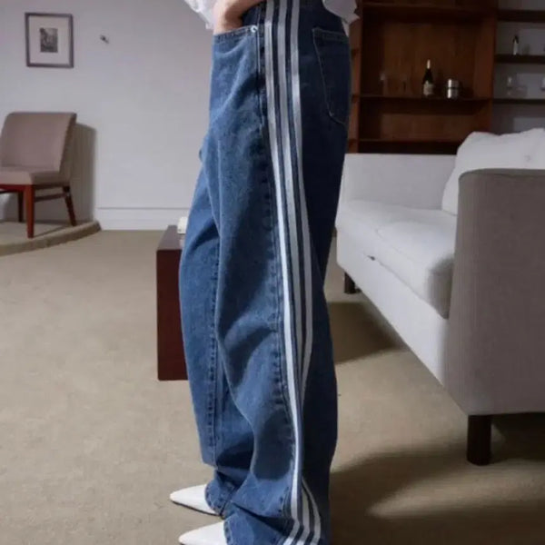 [BUNJANG] WAVE Three-Stripe Denim Pants / WAVE 삼선 데님 팬츠