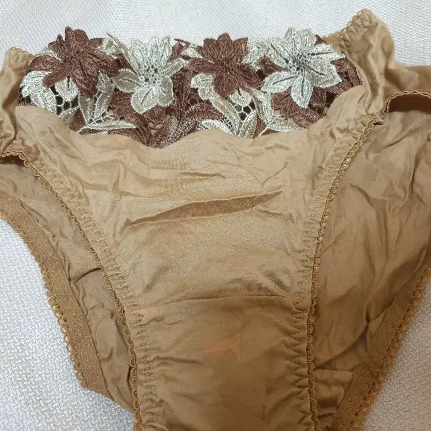 [BUNJANG] Satin Brown Lace Lingerie (Used) / (중고)새틴 브라운 레이스 속옷