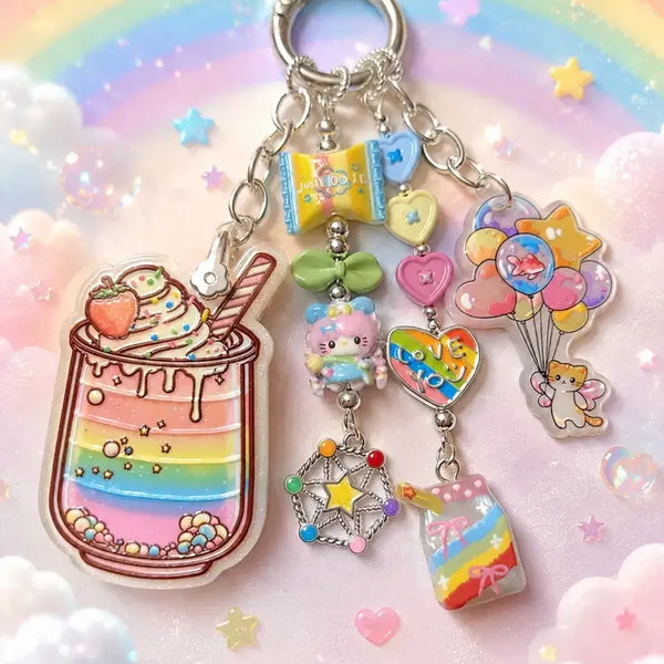 [BUNJANG] Rainbow Shake Jade Acrylic Pendant Keychain / 무지개 쉐이크 옥 아크릴 팬던트 키링