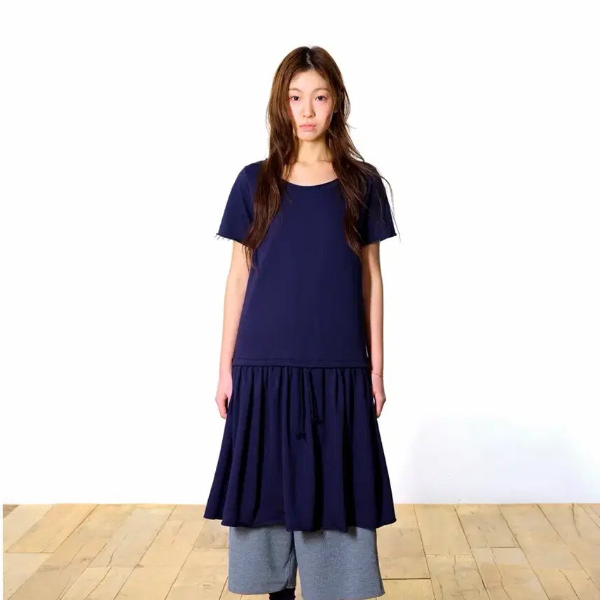 [BUNJANG] Koiseio Shirring Oversized Dress Navy M / 코이세이오038 셔링 오버 원피스 네이비 M사이즈