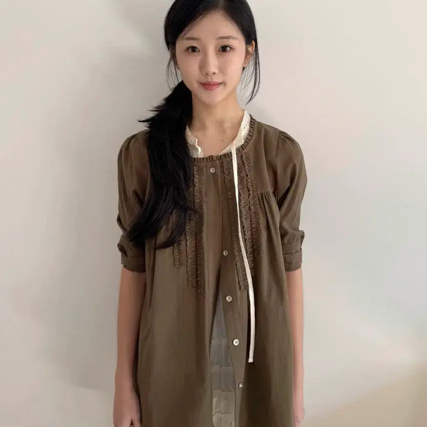 [BUNJANG] Innyang Inharmony Momo Blouse Khaki / 인앤양인하모니 모모 블라우스 카키 momo