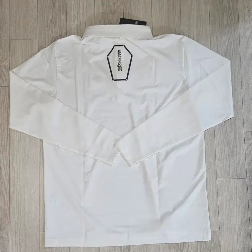 [BUNJANG] Amazingcree Long-Sleeve Polo Shirt - White / 어메이징크리 긴팔 카라티 화이트 95(1)100(3)