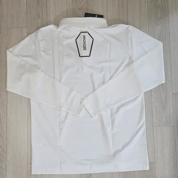 [BUNJANG] Amazingcree Long-Sleeve Polo Shirt - White / 어메이징크리 긴팔 카라티 화이트 95(1)100(3)