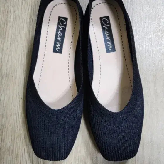 [BUNJANG] Charm Women's Black Knit Flat Shoes (US 6-6.5) / Charm 여성 블랙 니트 플랫슈즈-(230~235)