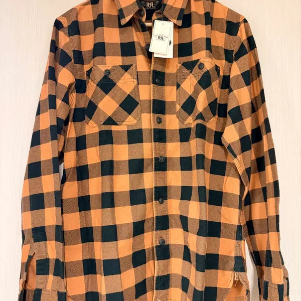 [BUNJANG] RRL Buffalo Check Chamois Workshirt Coral/Black M / RRL 더블알엘 버팔로 체크 샤모아 워크셔츠 코랄/블랙 M
