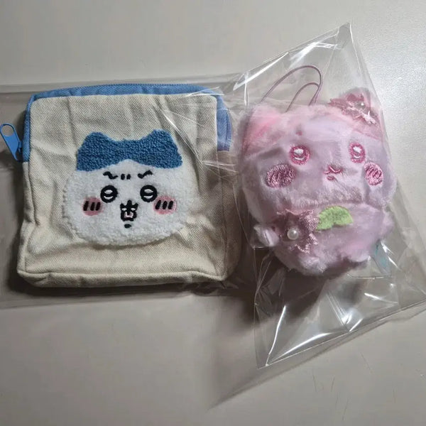 [BUNJANG] Hachiwara Cherry Blossom Plush + Fluffy Pouch / 하치와레 벚꽃 인형+복슬복슬 파우치