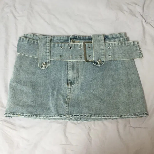 [BUNJANG] Y2K High Teen Light Wash Denim Mini Skirt / y2k 하이틴 연청 데님 미니 스커트