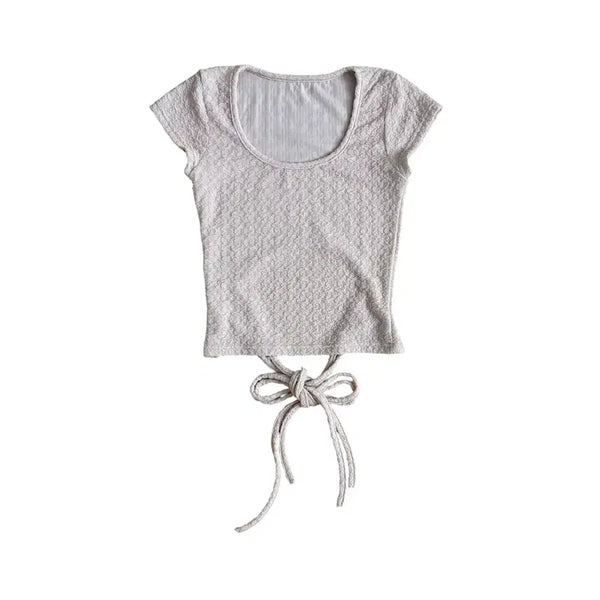 [BUNJANG] Vintage Back Ribbon Strap Short Sleeve T-Shirt / Vintage 백리본 스트랩 반팔 T