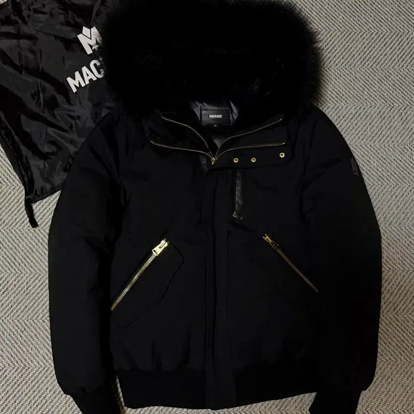 [BUNJANG] MACKAGE Dixon Black Fur Gold Trim Blackper 40 Size / [S급,백화점판] 맥케이지 딕슨 금장 블랙퍼 40Size