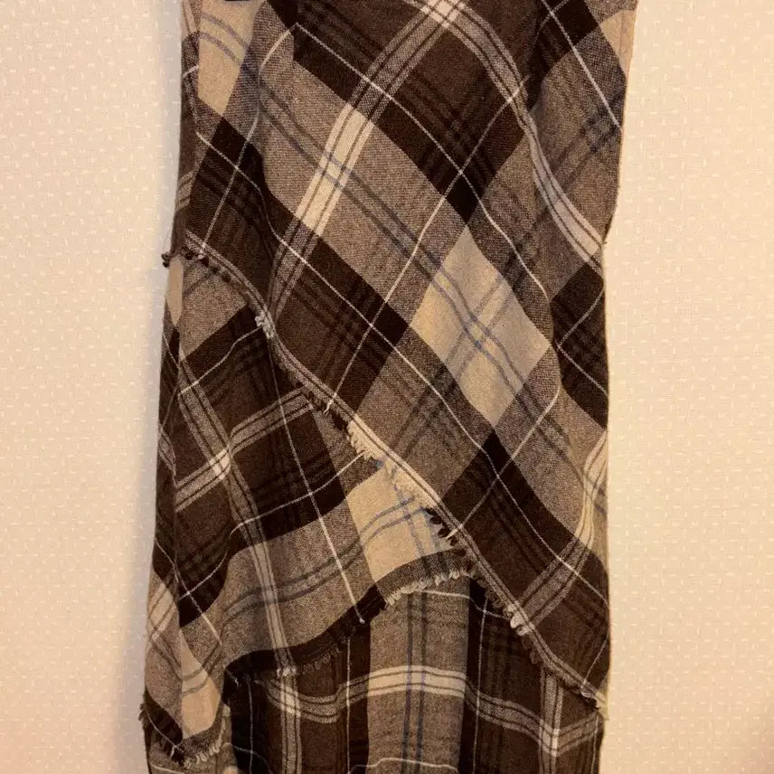 [BUNJANG] Vintage Brown Check Long Skirt / 빈티지 의류 브라운 체크 롱스커트 롱치마