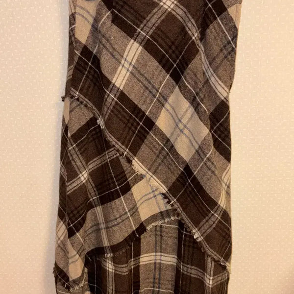 [BUNJANG] Vintage Brown Check Long Skirt / 빈티지 의류 브라운 체크 롱스커트 롱치마
