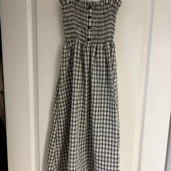 [BUNJANG] Checked Shirring Dress / 체크무늬 셔링 원피스