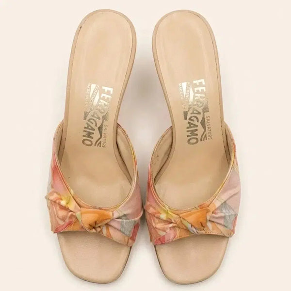 [BUNJANG] Ferragamo Floral Mule Sandals Pink 240-245 / 정품 페라가모 뮬 샌들 플로럴 핑크 240~245