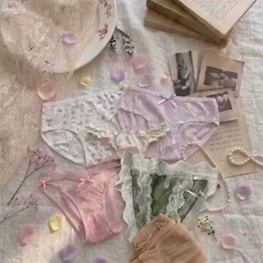 [BUNJANG] Women's Lingerie Set with Stockings / 중고 팬티5장 + 스타킹