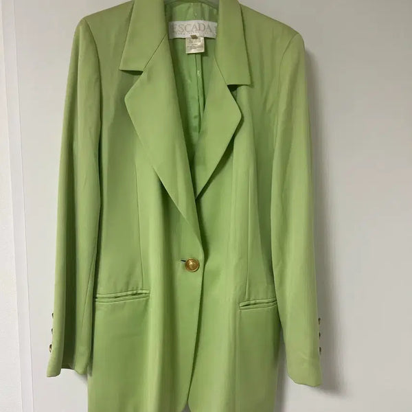 [BUNJANG] Escada Vintage 100% Wool Jacket with Gold Buttons (Lime Green) / [사이즈 42] 에스카다 빈티지 울 100% 금장 버튼 자켓 (라임그린)