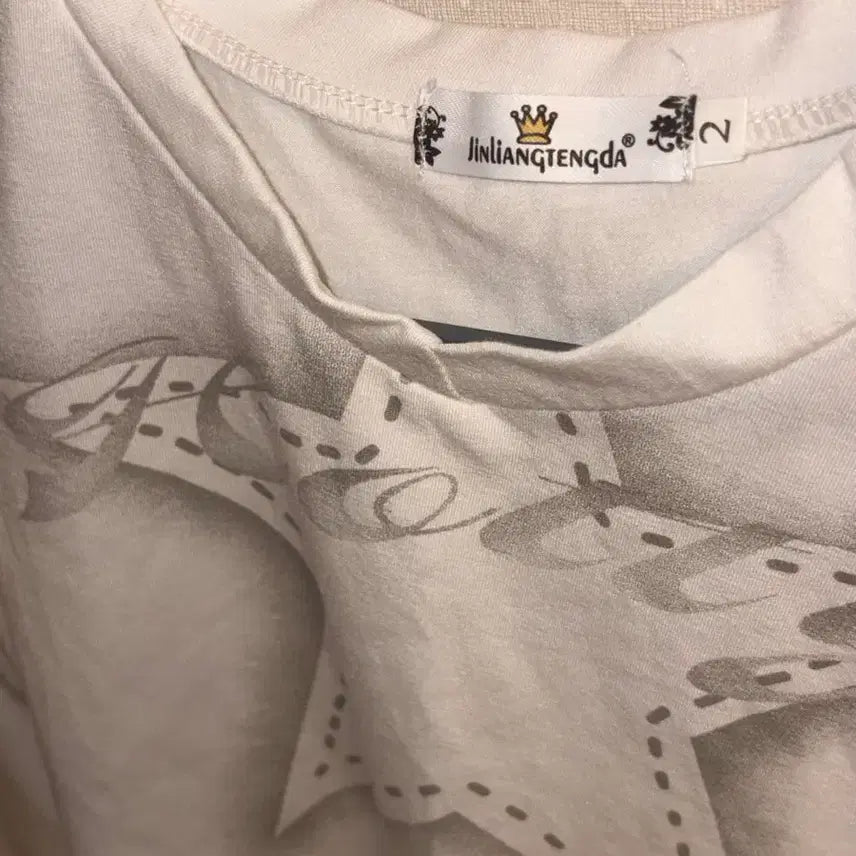 [BUNJANG] Y2K White Star Print Cropped V-Neck Long Sleeve T-Shirt / Y2K 화이트 별 프린팅 크롭 브이넥 긴팔 티셔츠 JINLIANGTENGDA