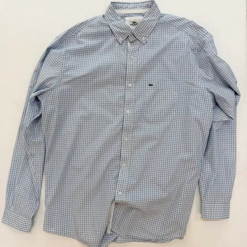 [BUNJANG] Lacoste Vintage Sky Blue Check Shirt / 라코스테 vtg 스카이블루 체크 셔츠