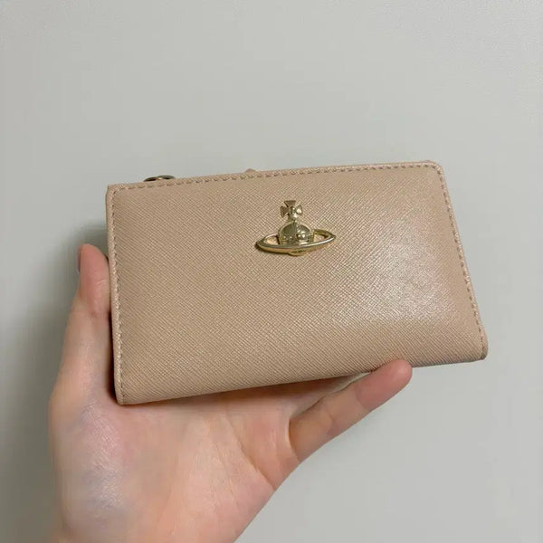 [BUNJANG] Vivienne Westwood Victoria Slim Flap Card Holder Beige / 비비안웨스트우드 슬림 플랩 카드지갑