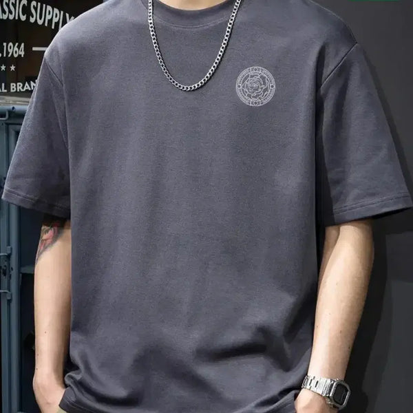 [BUNJANG] Premium Cotton Basic Half-Sleeve T-Shirt Charcoal / 기본 반팔 면티셔츠 차콜