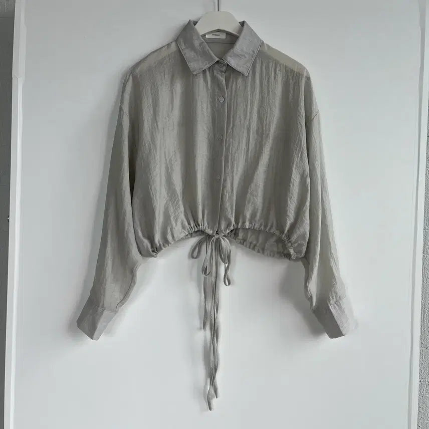 [BUNJANG] Indie Brand Crop Shirt Gray / 인디브랜드 크롭 셔츠 그레이
