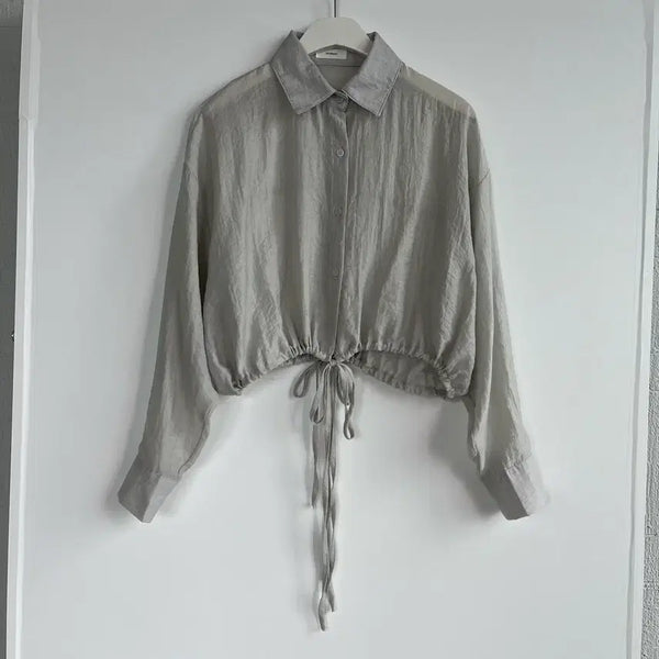 [BUNJANG] Indie Brand Crop Shirt Gray / 인디브랜드 크롭 셔츠 그레이